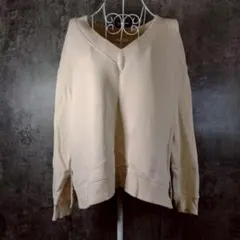 ✨GU✨ジーユー♡Vネックスウェットプルオーバー♡長袖♡カワイイ♡ベージュ(L)