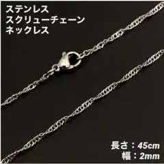 1本　ステンレス　スクリューチェーン　ネックレス　シルバー　45cm(幅2mm)