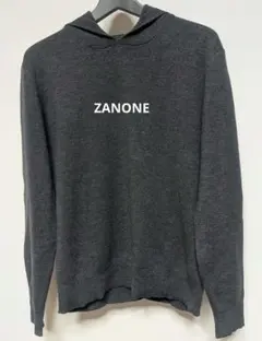 ZANONEグレー フード付きニットセーター　メンズ