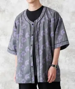 NANO universe ダークフラワー　ベースボールシャツ　men's L