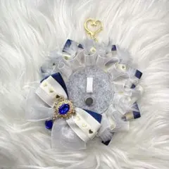 ロゼット 痛ロゼット ネイビー 白 ハート 痛バッグ 缶バッジ用 ふわふわ