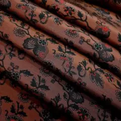 キュプラ62％・綿38％ 花柄プリント 2.8m 茶系