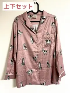 ジェラピケ 猫 サテンルームウェア 上下セット