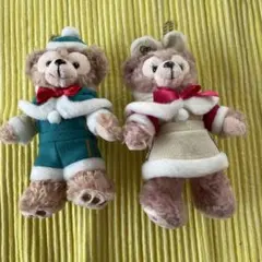 ダッフィーとシェリーメイクリスマスぬいぐるみバッジ