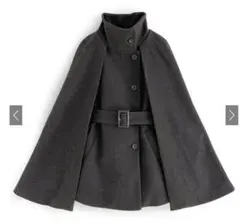 ベルト付きハイネックケープスコート[ze749]