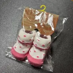 【新品】Hot Biscuits ベビー靴下 9-10cm ドット柄　ピンク