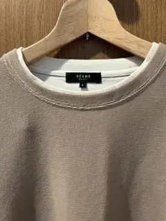 BEAMS ベージュ/ホワイト 長袖Tシャツ　カットソー L