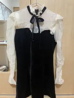 ベルベット シフォン ミニワンピース 黒