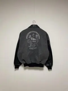 90s 偉人 レザー切替ウールスタジャン グッドレギュラー
