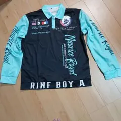 長袖ポロシャツ 2XL 黒と水色