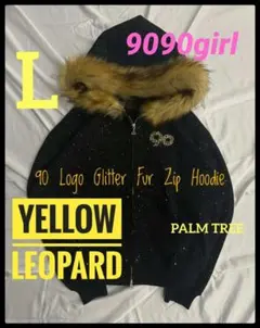 9090girl　90 Logo Glitter Fur Zip Hoodie