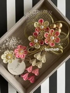 T-1164 つまみ細工 髪飾り 水引 卒業式 成人式 結婚式 七五三 髪飾り