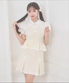 honey cinnamon コットンレース配色セットアップ