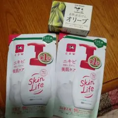 カウブランド 薬用泡のふんわり洗顔 詰替用 2個＆自然派石けんオリーブセットのサムネイル