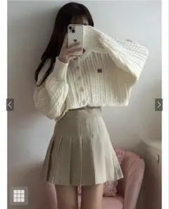 GRL ロゴ刺繍ケーブルニットショート丈カーディガン[k9311d]