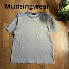 マンシングウェア ワッフルキーネックシャツグレー TシャツMポケットロゴ刺繍のサムネイル