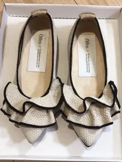 Offen オッフェン pointed-FRINフラットシューズ 39