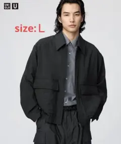 UNIQLO U ユニクロU 2026SS ショートブルゾン ブラック Lサイズ