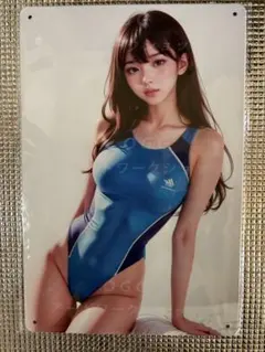 新品　AI風美女　スイムスーツ　オマージュブリキ看板① セクシー　かわいい