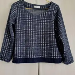 anySiS ネイビー チェック柄 長袖ニット