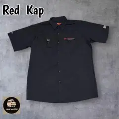 Red Kapレッドキャップ企業刺繍ロゴワークシャツ半袖ブラック黒L