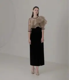 試着のみ【Leja 】アシンメトリーティアードフリル3WAYベロア 3点セット
