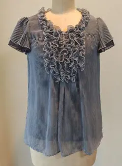 ナチュラルビューティーベーシック　ブラウス　Sサイズ  ストライプ