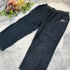 七分丈　ストレッチデニムパンツ　LL 大きいサイズ3LOK ウエスト総ゴム