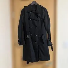 黒 ダブルブレスト トレンチコート