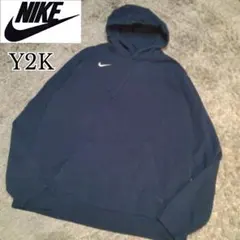 古着　Y2K 00s Nike ナイキ　スウォッシュロゴ刺繍　ネイビー