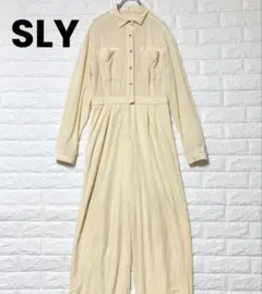 スライ オールインワン ジャンプスーツ クリーム ベロア調 かっこいい おしゃれ