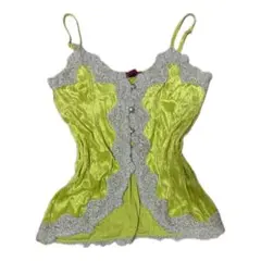 00s ベロアキャミ 平成ギャル フェアリーグランジy2kマクブリング黄色レース