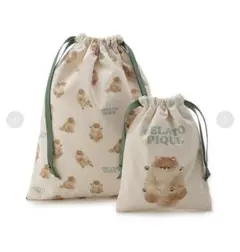 ジェラートピケ ドッグ巾着2点セット　ポメラニアン