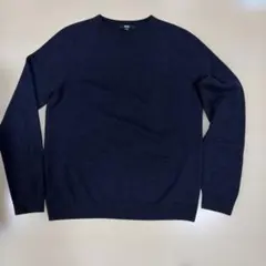 カシミヤ 100% 3D クルーネック ネイビー