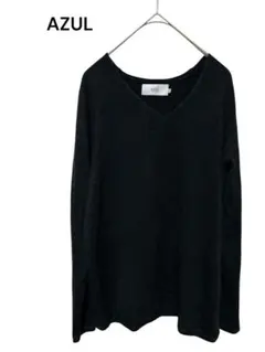 アズール AZUL レディースニット　Vネックセーター　黒