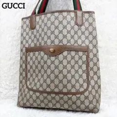 【美品】オールドグッチ シェリーライン GGスプリーム ロゴ金具 トートバッグ