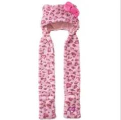 ユニバ USJ マフラーハット ヒョウ柄 キティ