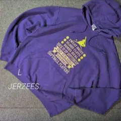JERZEES パーカー 紫 L 古着 プリントロゴ 春秋のサムネイル