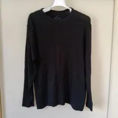 無印良品 あったか綿 クルーネック長袖Tシャツ ブラック Lサイズ