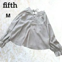 fifth ブラウス M バックリボン ボリューム袖 グレー