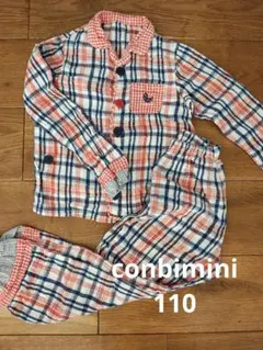 COMBImini チェック柄フランネル ガーゼ パジャマ 100cm