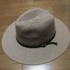 薄いブラウン 中折ハット 麦わら帽子 編みひも レディース 2oz 57.5cm