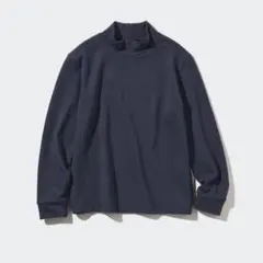 美品　UNIQLO ソフトフリースハイネックTシャツ　　　　 ネイビー