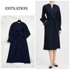 2024✨ESTNATION ウエストツイストロングスリーブワンピース 2way