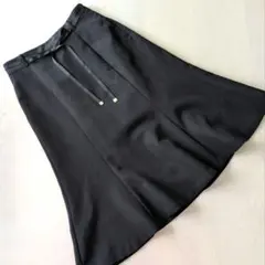 リボン付き膝下フレアスカート♡ブラック　M