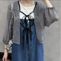 【新品】CIAOPANIC TYPY ✨シアーレースボーダーバックリボントップス