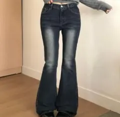 amood sona ダークブルー フレアデニム 骨盤 セミローライズ S 韓国