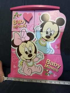【レア/レトロ】ディズニー ベビーミッキー＆ミニー 木製ミニチェスト 小物入れ