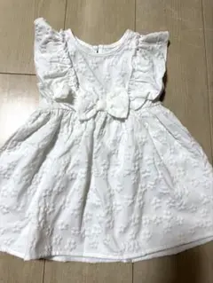 ホワイトフリルリボンワンピース