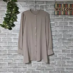 グラシア ノーカラーシャツ ブラウス ギャザー 袖タック 大人可愛い ゆったり